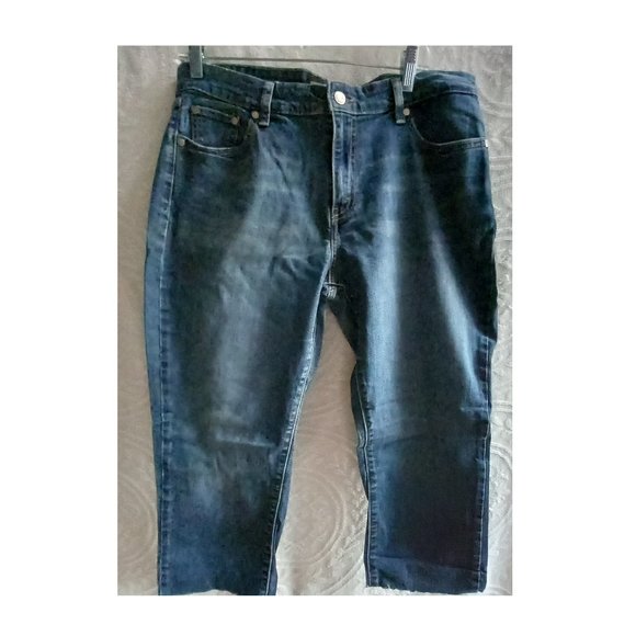 Levi's Mid Rise Skinny Denim Jeans Raw Hem Crop Length 36" Waist (T-354) - Picture 1 of 9